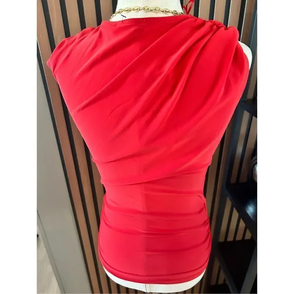 Zara red shirt short sleeves crossbody size small - Image 3
