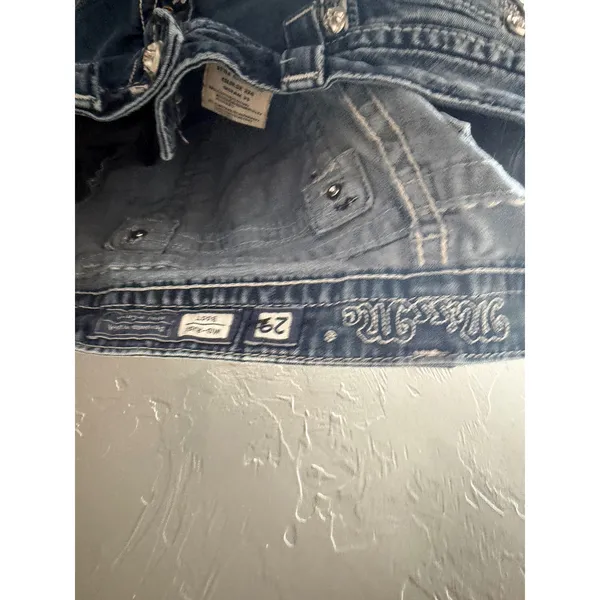 Miss Me Y2k Low Rise Bootcut Jeans Blue Embellished Rhinestone Size 29 - Image 8