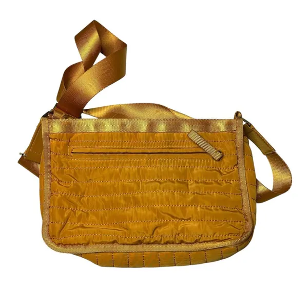 Quilted Crossbody Bag Mustard Gold Puffer Casual Nylon Gorpcore Utility Purse - Image 6