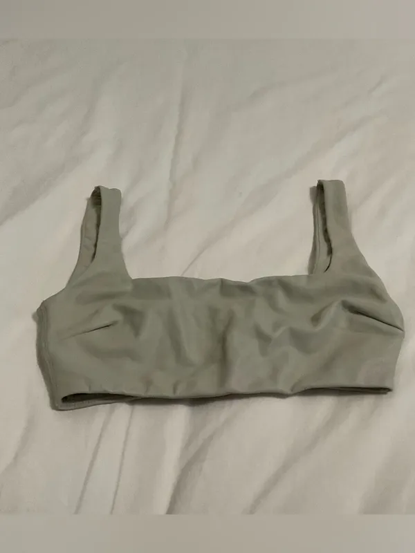 SKIMS Faux Leather Collection Size Small Neutral Beige Stone Top Bra - Image 3