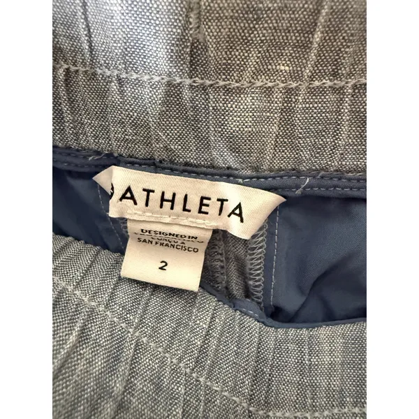 Athleta Cabo Linen Blue Wide Leg Jogger Mid- Rise Size 2‎ - Image 4