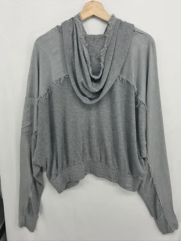 FP Movement by Windy Meadows Washed Gray Frayed Henley Hoodie - Image 11