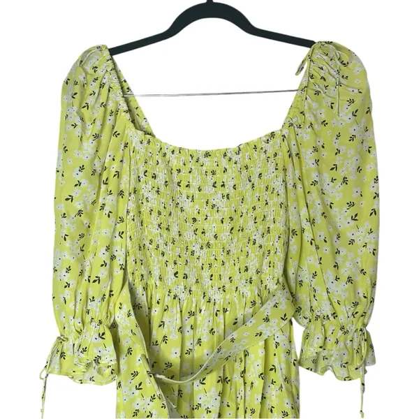 For Love & Lemons Chrysanthemum Mini Dress Lemonade Yellow Floral Medium - Image 6