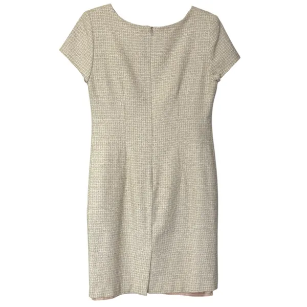 90s Vintage Tweed Mini Dress Short Sleeve Ribbon & Bow Size 6 Coquette Girl - Image 3