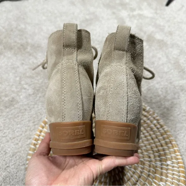 Sorel Women’s Evie Lace-Up Waterproof Suede Ankle Bootie Casual in Beige 7.5 - Image 11