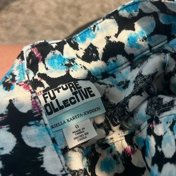 Future Collective Wrap Cargo Skirt Womens Size‎ 0 Linen Blue Ditsy Floral NEW - Image 9