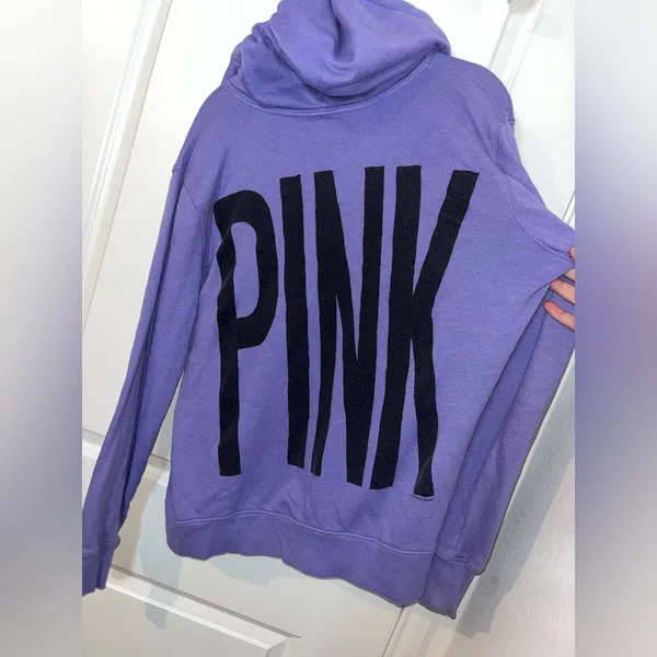 PINK by Victoria’s Secret Y2K Oversized Preppy Pockets Hooded Full Zip Jacket M - Image 7