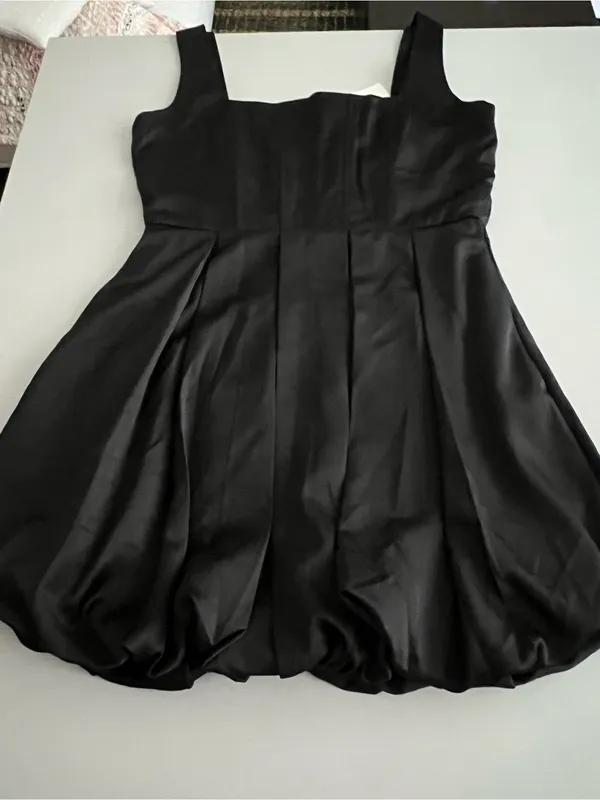 Francesca's NWT Emily Square Neck Bubble Hem Mini Dress - Black - Size M - Image 6
