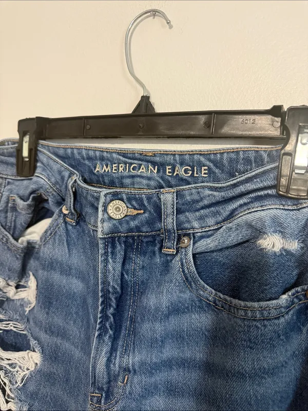 American Eagle Outfitters Ripped Patchwork Straight Mom Jeans - Image 3