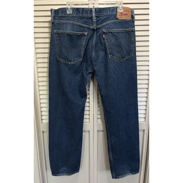 Levis 505 Zip Logo Straight Leg Size 36x32 Mid Rise Cotton Med Wash Cotton - Image 4