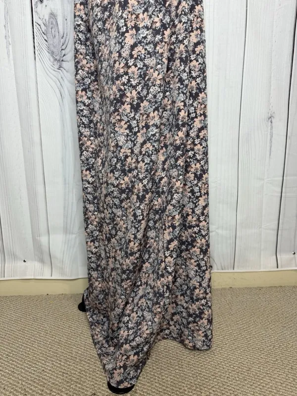 LoveStitch Long Floral Maxi Dress Sz L Pockets Purple Pink Racerback Beach - Image 6