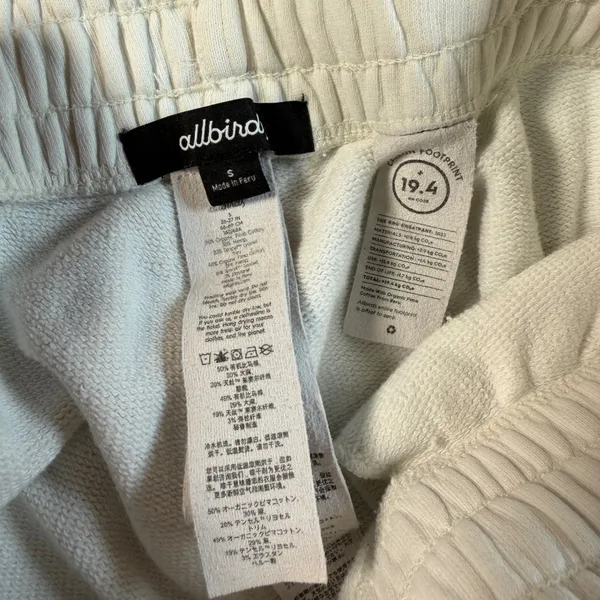 Allbirds RR Sweatpants Natural White Organic Pima Cotton Hemp Joggers Small - Image 7