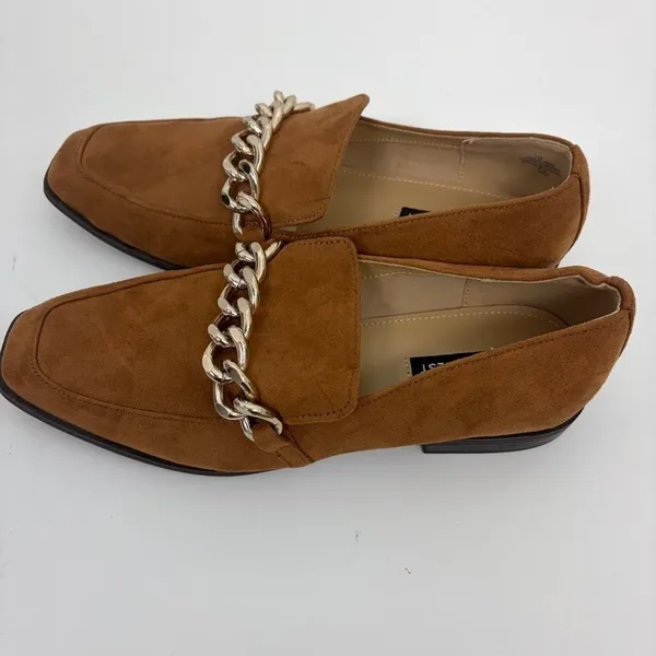 Nine West Oriah Loafer Women's Size 7M Chestnut Square Toe Slip On Chain Career - Image 5