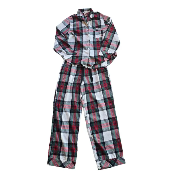 Victoria's Secret -430 Flannel Pajama Set Womens Medium Red Green‎ Plaid - Image 4