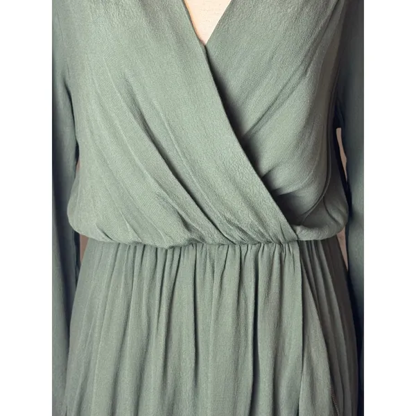 Maeve Anthropologie Dress Women XS Olive Green Faux Wrap Mini Preppy‎ Boho Retro - Image 13