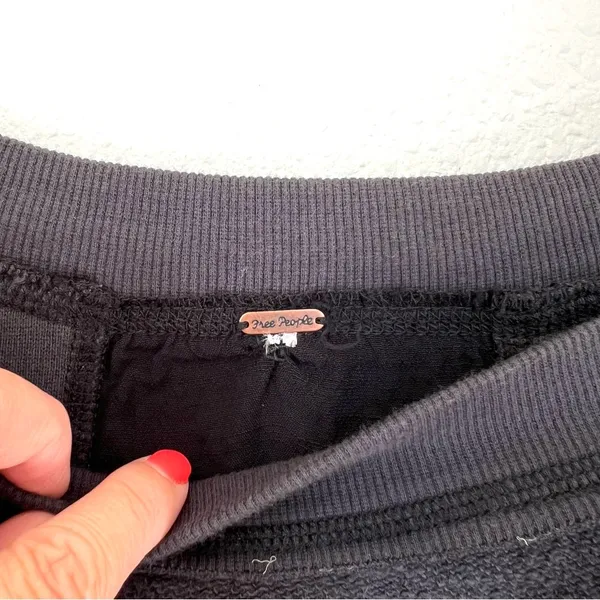 Free People Cropped Sweatshirt Grey & Black Mixed Media XS/ Small - Image 2