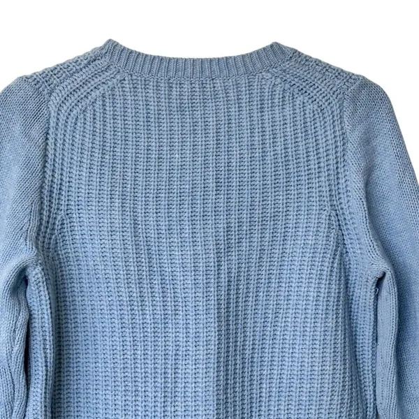 J. Crew chunky knit 100% wool icy blue thick sweater crew neck size small - Image 6