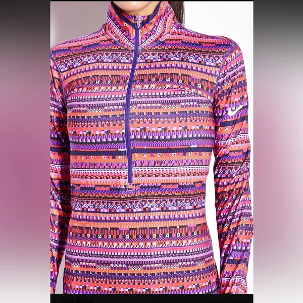 Nike Women’s Pink & Purple Striped Quarter-Zip Pullover - Image 4
