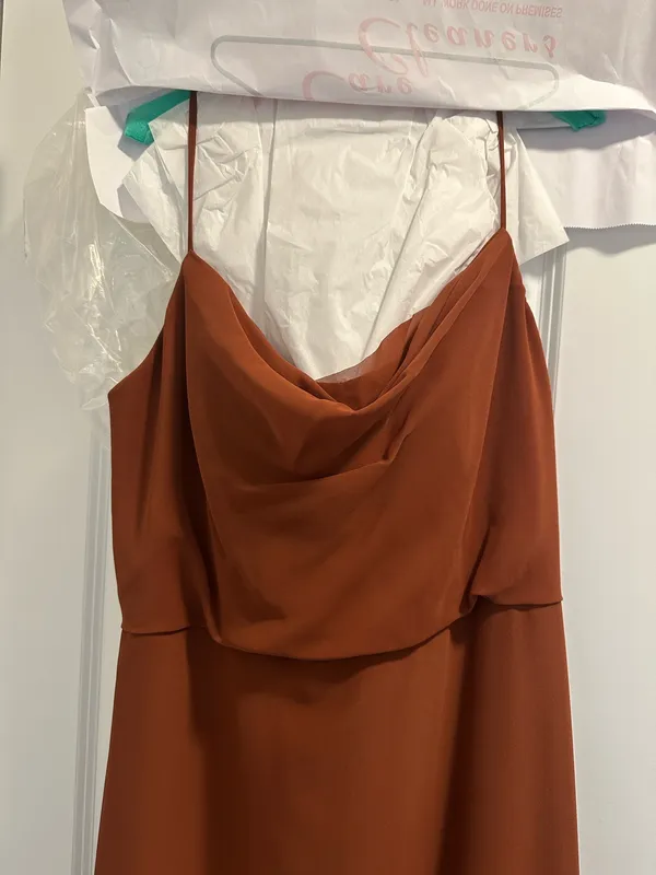 Revelry Chiffon Burnt Orange Gown - Image 2