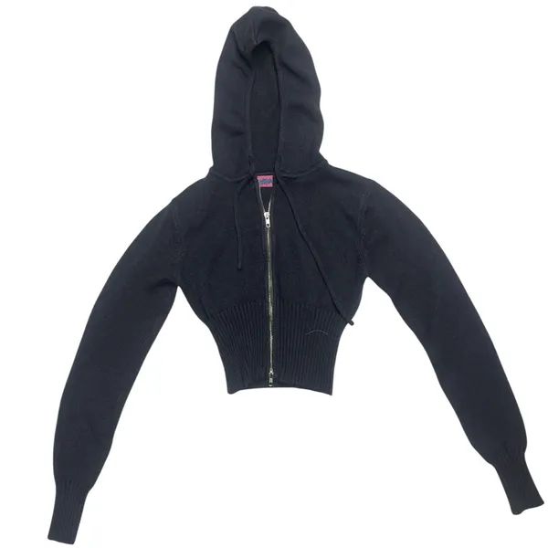 Edikted Desiree Knitted Hooded Cardigan in Navy Blue Women’s Size Small - Image 4