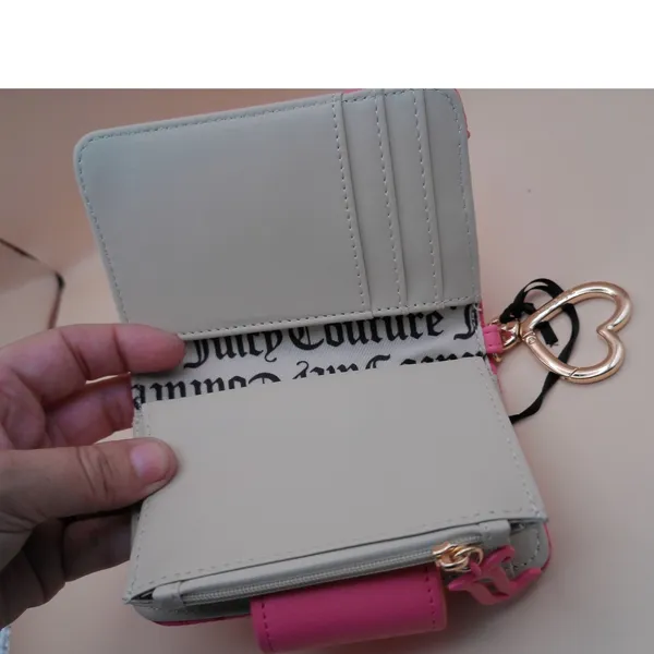Juicy Couture Pink Lemonade Monogram Tab‎ Card Wallet Y2K Heart Clip Keyring NEW - Image 9