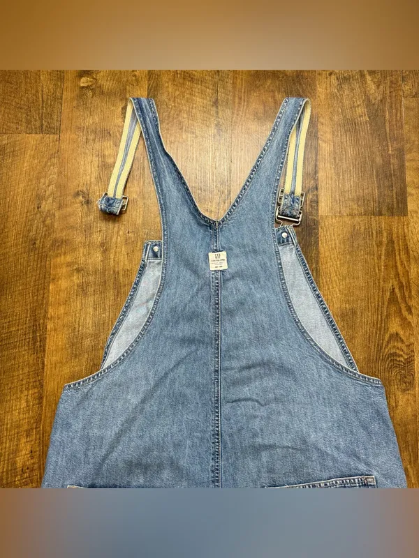 Vtg GAP Denim Shortalls Overalls Sz XL Relaxed Cotton Faded - Image 9