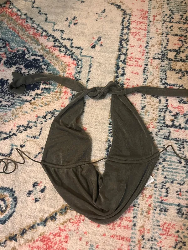 Edikted Cowl Neck Open Back Top Gray - Image 2