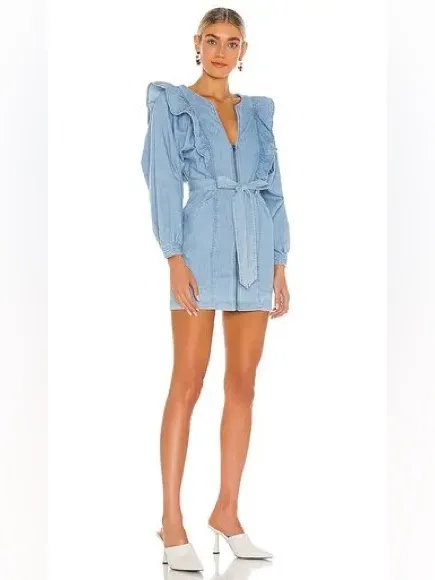 Free People Imogene Denim Mini Dress - Image 5