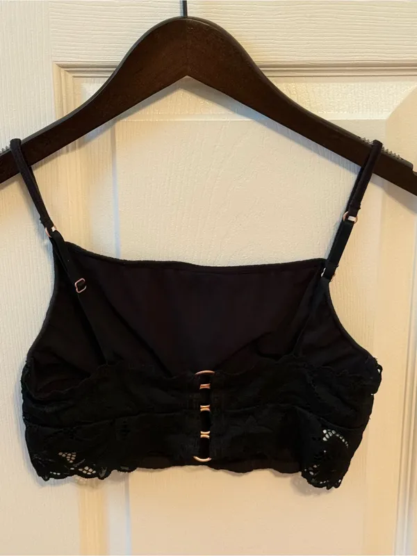 Aerie Lace Back Bralette Bra Top in Black - Image 3
