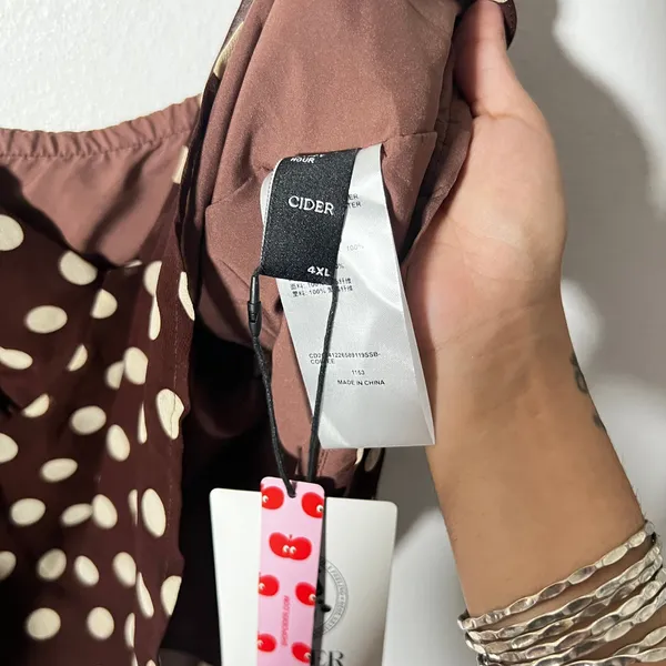 Cider Polka Dot Cami Top Womens 4XL Brown Babydoll Retro - Image 3