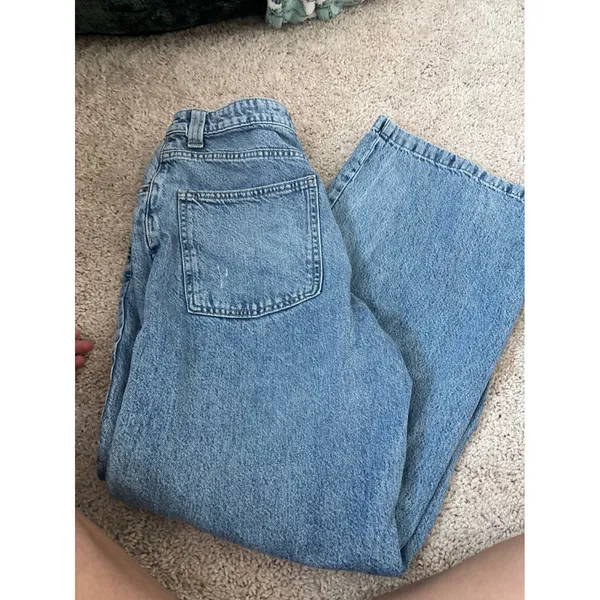 Baggy Jeans Wide Leg Cotton On Super Baggy Light Wash Distressed Denim Size 28 - Image 3