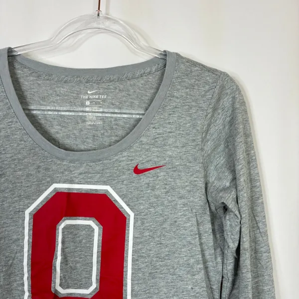 Nike Ohio State The Nike Tee Long Sleeve Heather Gray Scoop Neck Womens Medium - Image 2