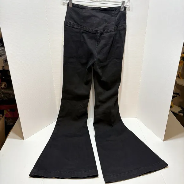 Free People We The Free Venice Beach Flare Jeans Black Crossover V-Waist Size 26 - Image 4