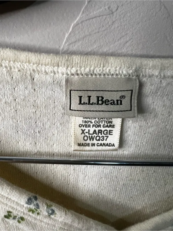 L.L.Bean Vintage Floral Double Layer Wool Blend Thermal Henley Top Cottagecore - Image 3