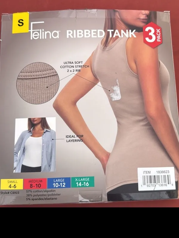 Cotton Ribbed ultra soft cotton strech Tank Top 3-Pack ideal for layering nwt - Image 5