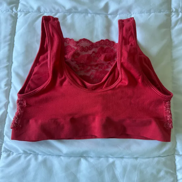 New Kathy Padded Lace Bralette – Red Seamless Push-Up Crop Top | Small | Y2K Viral ❤️ - Image 5