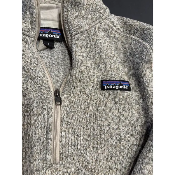 Patagonia Better Sweater Women's small beige Quarter Zip Fleece Jacket Pocket - Image 6