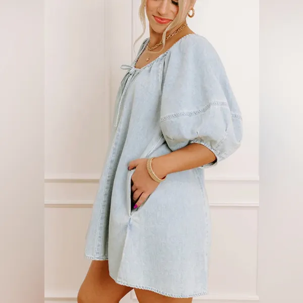Light Blue Denim Romper - Image 3