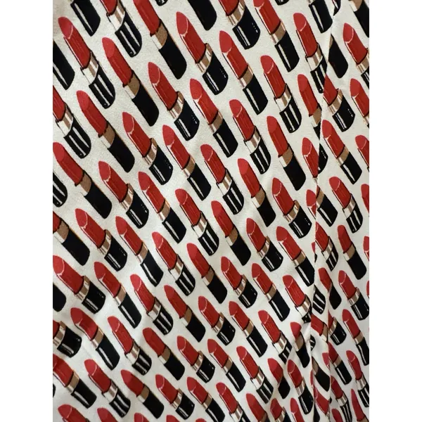 Anthropologie The Tilda Printed RED lipstick TUBES WIDE LEG PANTS Size Medium - Image 5