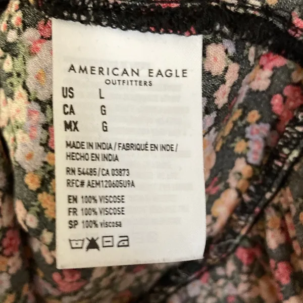 American Eagle Floral V-neck Tiered Long Sleeve Mini Dress Size L - Image 5