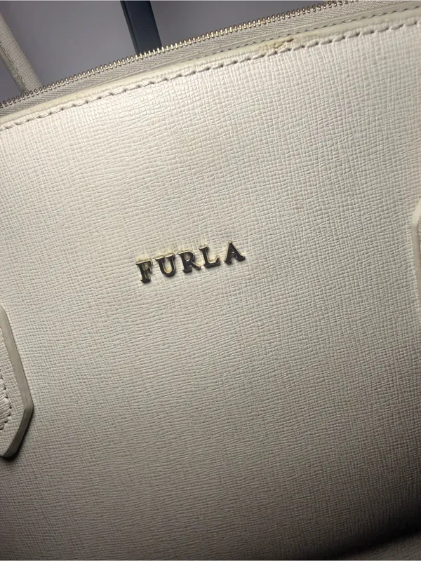 Furla Ivory Saffiano Leather Structured Tote Bag - Image 4
