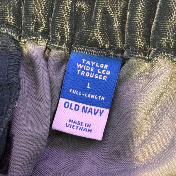 Old Navy Green Velvet Wide Leg Pants Womens L Taylor Trouser Holiday Flare - Image 2