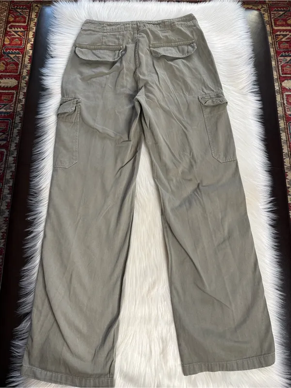 Zara Green Wide Leg Cargo Utility Jeans - Image 6