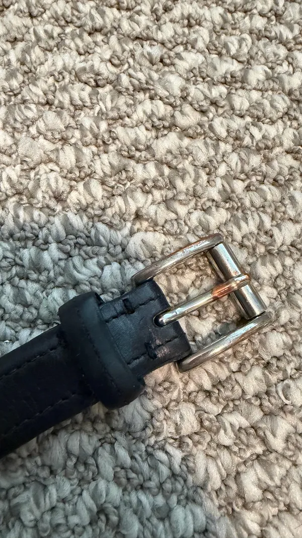Classic 36” Black Leather Belt with Silver Buckle (slight signs of wear) - Image 5