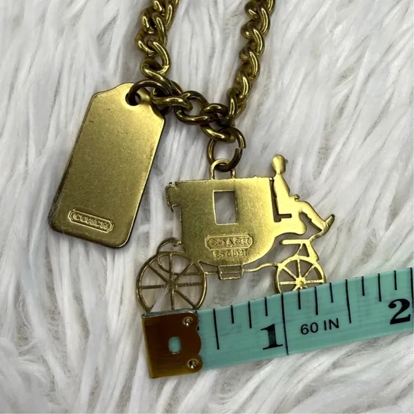 Vintage COACH y2k Carriage Brass Hangtag Bag Charm Key Fob - Image 3