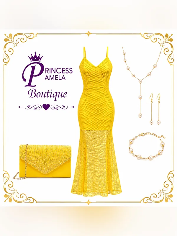 Yellow Mesh Maxi Dress - Image 6