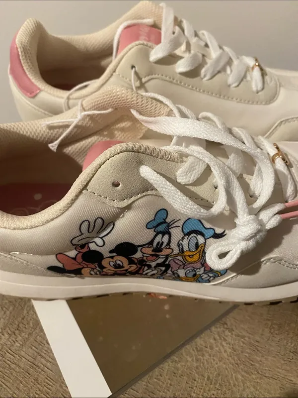 New With Tag Disney Kids Cream and Pink Mickey Sneakersnew Size 8 - Image 7