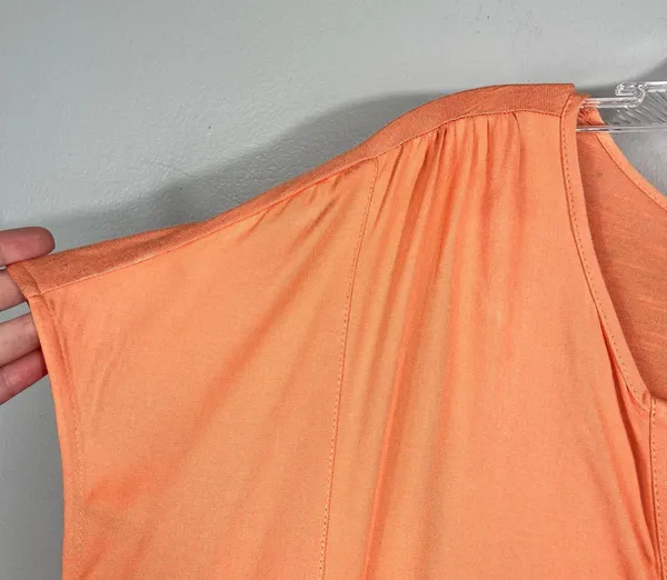 Nine West Jeans Orange Viscose Short Sleeve V-Neck Casual Top XL NWT NEW Spring - Image 2