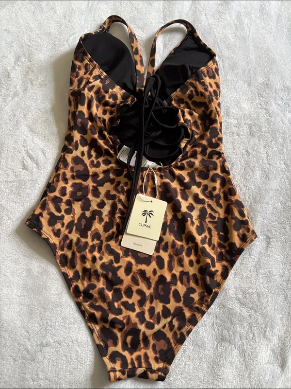 Cupshe Leopard Print One-Piece Swimsuit in Brown and Black - Image 4