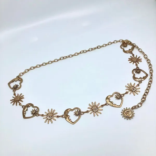 Celestial Gold Sun Heart Crescent Moon Chain Belt, Fits 20–39.5 Inches, X7GA1158 - Image 7